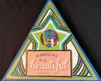 Hand Crafted and Painted by Local Artist Susan Crocker Decorated Painted Cross on Canvas