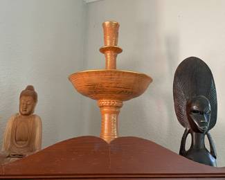 Haegar Gold Tweed Glaze Candlestick Vase