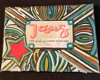 Hand Crafted and Painted by Local Artist Susan Crocker Decorated Painted Cross on Canvas