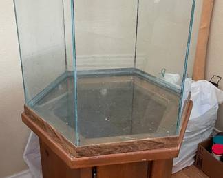 Vintage Octagon Aquarium will Include Fish Food has a Storage Cabinet as Well