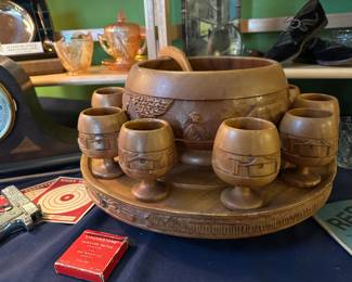 13 pc. Wooden Punchbowl 