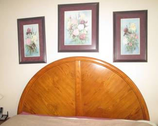 King-Size Half-Moon Wood Headboard & 2-Matching Night Stands