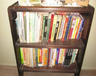 Several Miniature Tea Sets + Sand Painting & Older Bookcase