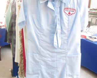 Vintage Red Cross Dress, C-1960's with Hat