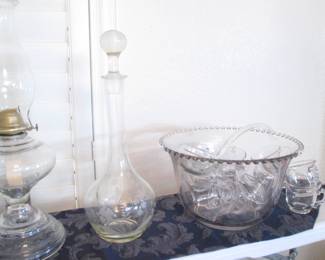 Vintage Candlewick Punch Bowl Set