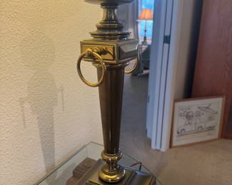 STIFFEL Vintage Heavy Brass Neoclassical Table Lamp - 26 in. Square Based