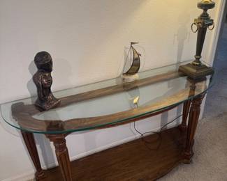 Glass Top Sofa | Foyer | Entry Table | Solid Wood Base