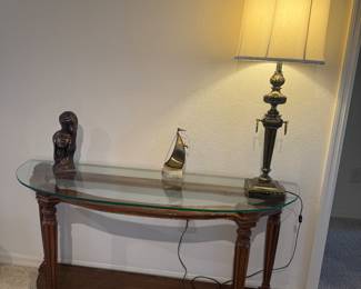 Glass Top Sofa | Foyer | Entry Table | Solid Wood Base
