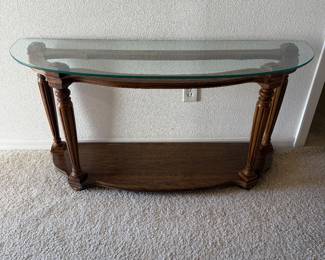 Glass Top Sofa | Foyer | Entry Table | Solid Wood Base