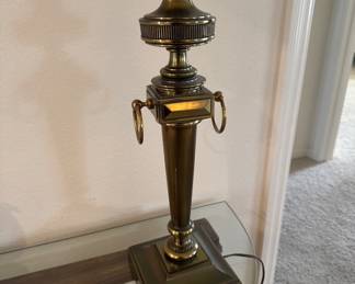 STIFFEL Vintage Heavy Brass Neoclassical Table Lamp - 26 in. Square Based