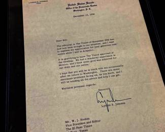 Letter From Lyndon B. Johnson