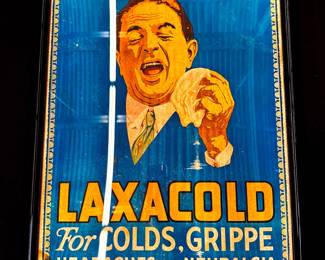 Laxacold For Colds, Grippe Headaches and Neuralgia Vintage Advertising Poster