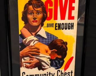 Framed Community Chest ...Give Enough Vintage Poster