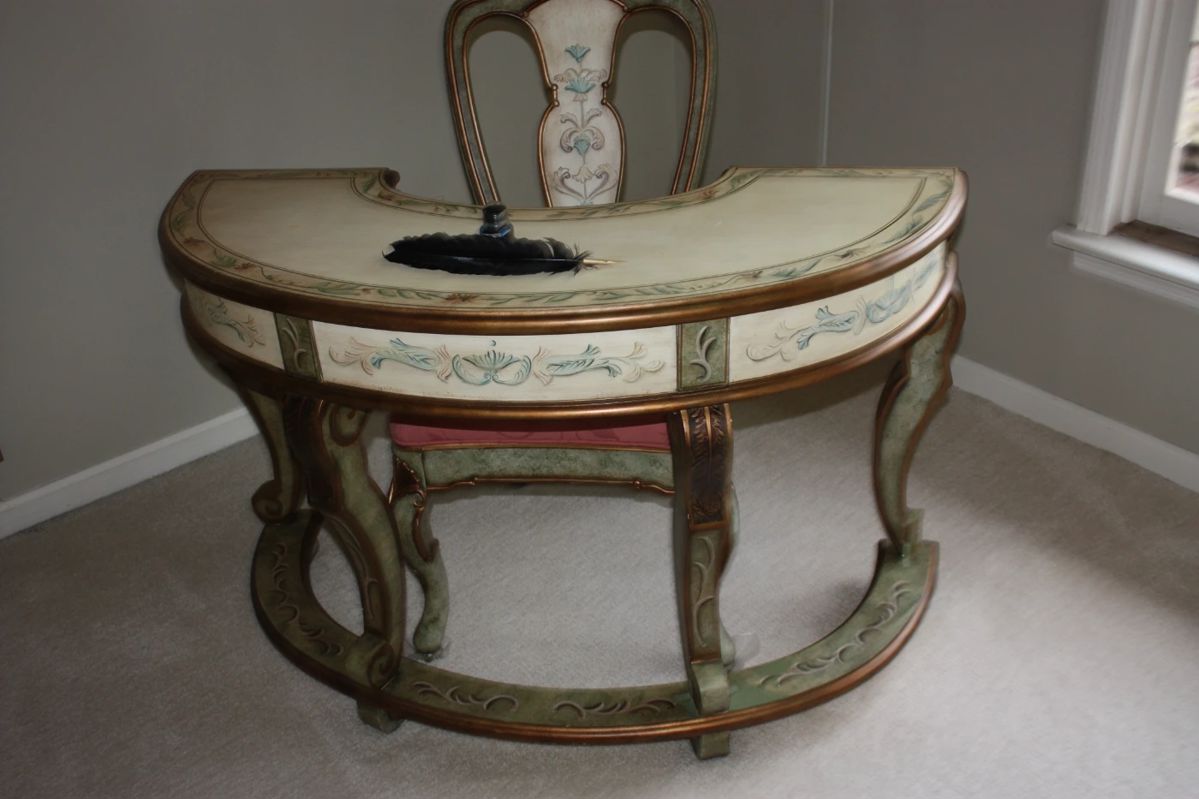 Unusual style semi circle writing desk w/matching chair