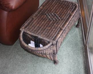 Brown woven wicker magazine/small coffee table
