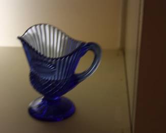 Cobalt blue small glass pitcher