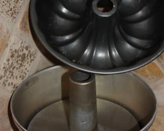 2 aluminum angel food cake tins  &  1 non-stick bunt pan