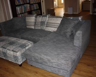 2 piece gray sectional w/foot stool