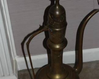 24" tall brass Aladdin style oriental pitcher