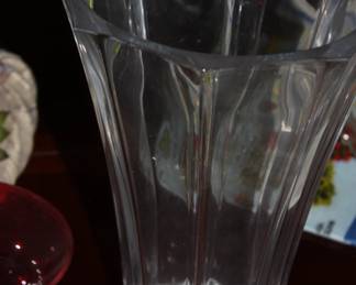 Heavy cut glass vase