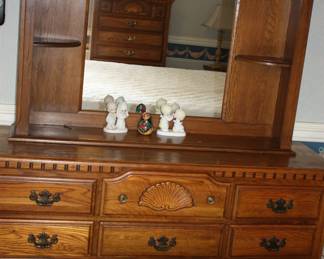 3 piece matching set (will sell separately) wood  dresser w/6 drawers and mirror