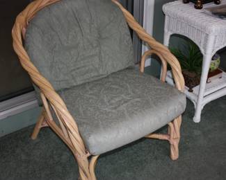 Wood twist chair w/green cousins 