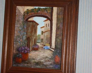 1 of 2 oil on canvas framed paintings 