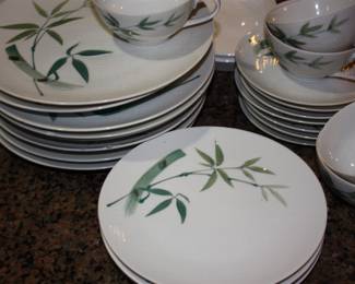 Bamboo motif stoneware dishes