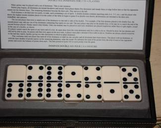 Bombay set of dominos in leather case
