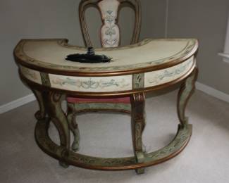 Unusual style semi circle writing desk w/matching chair  