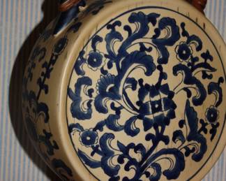 Tan/blue ceramic jug