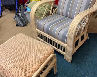 rattan chair with cushion ottoman