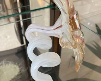 Murano Hand Blown Art Glass Flower with Swirled Stem