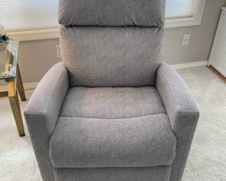 Gray Upholstered Power Lift Recliner