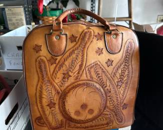 Hand Tooled Leather Bowling Bag