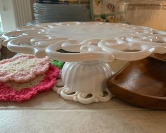 Fostoria Milk Glass Cake Stand