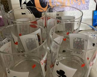 Set of 4 Poker Play Card Themed Whiskey Glasses
