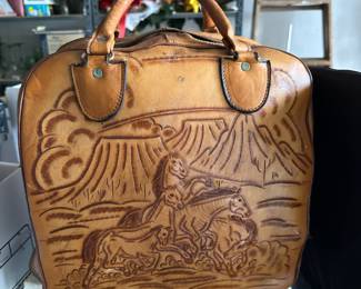 Hand Tooled Leather Bowling Bag