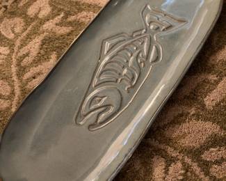 Pottery Salmon Fish Platter - Signed by Artist