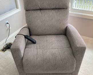 Gray Upholstered Power Lift Recliner
