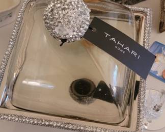 Tahari Home Bling Glass Cheese Dome