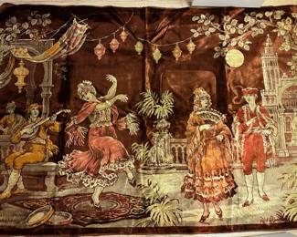 Italian Velvet Tapestry Depicting Tarantella Dance