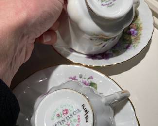 Royal Windsor Purple Violets Teacup and Saucer, Royal Albert Sunnyside Series Maria Teacup & Saucer