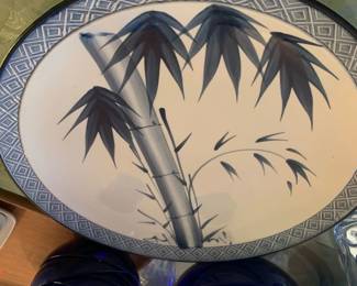 Japanese Porcelain Charger with Bamboo Design