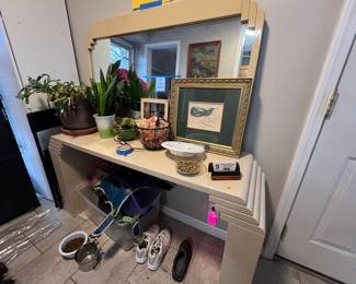 Art deco table and mirror
Used as vanity 
Some flat iron burns 