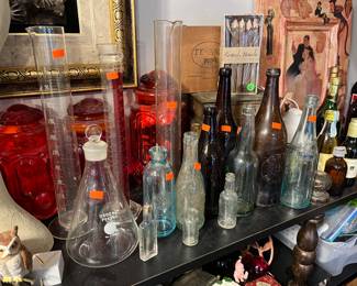Vintage bottles stars and moon canisters 