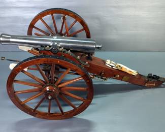 Fireable Black Powder Scale Model 1857 Napoleon Cannon, Marked 'J A B Co WW KS' (Westwood, KS), No. 57, 37.5 Lb, Dated 11-2002, Approx 22.5" Barrel, Approx 18" High x 44" Long x 23" Wide