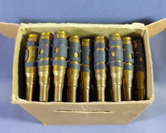 Ammo In Link Belt, 100 Rds, Unknown Cal, Headstamps Marked 'L C 67' 