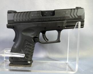 Springfield Armory XDm-9 Compact 3.8 9x19 Pistol SN# Match MG886342, 2 Total Mags, Dual Mag Holder, Speed Loader, Holster, Mag Extender, Back Grips, Brush, Paperwork, In Hard Case