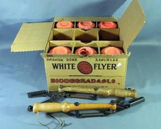 Clay Pigeon Throwers, Qty 2, And White Flyer Bio Clay Pigeons